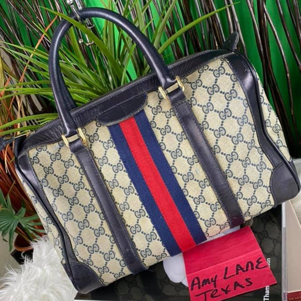 SOLD Gucci Navy Boston Bag